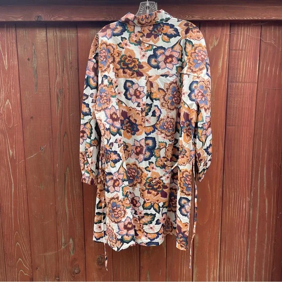 Cleobella floral block print cotton poplin shirt dress 14 - Picture 4 of 16